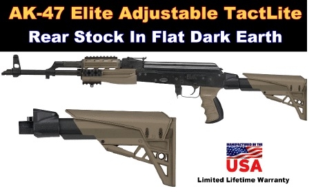 AK-47 Schaft / Strikeforce Elite Schubschaft mit Wangenauflage und gedämpfter Schaftkappe Desert Tan ATI 