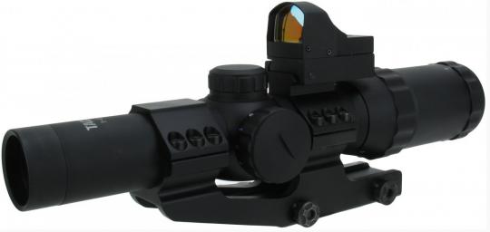 Zielfernrohr 1-4x24 Tri Ill. CQB  Mil-Dot Reticle mit einem Mini-Red Dot SET 